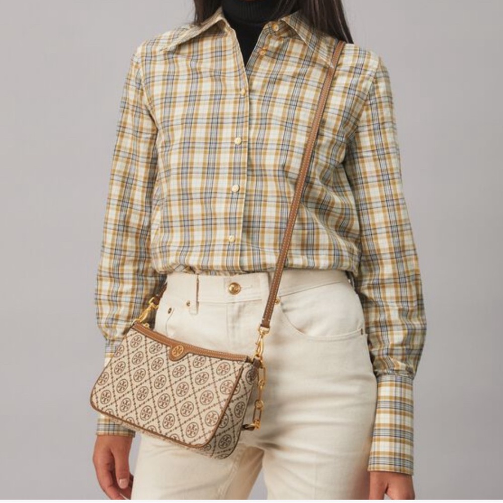 NWT Tory Burch T Monogram Studio Shoulder Crossbody Bag Hazelnut Brown 85137 - Picture 7 of 7